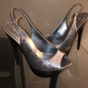 MICHAEL sparkle Platform heels Silver/Black